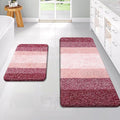OLANLY Bathroom Rug Set 2 Piece, Soft Absorbent Microfiber Bath Rug Set, Non-Slip, Machine Wash Dry, Plush Shaggy Bath Mats for Bathroom (47"x20"+24"x16", Red)