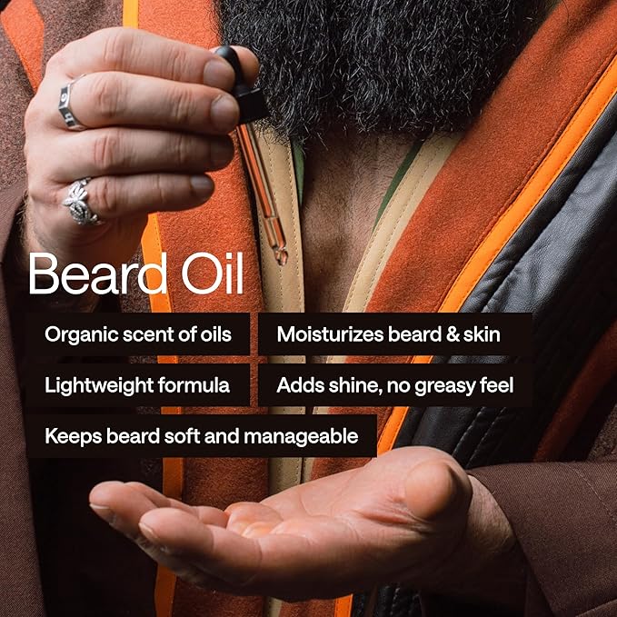 Beard Growth Kit for Men – with Beard Oil, Derma Roller for Hair Growth, Biotin Balm & Comb – Mustache Shaper & Straightener – Mens Care Grooming Kits, Beard Softener, Just for Men Gift Set