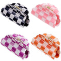 SINIDE Checkered Hair Claw Clips, Acrylic Bright Multicolored Checker Barrettes for Women Ladies Medium Cute Non Slip Jaw Clip Strong Hold Claw Clamps Accessories for Thin Thick Hair (4 Pack)