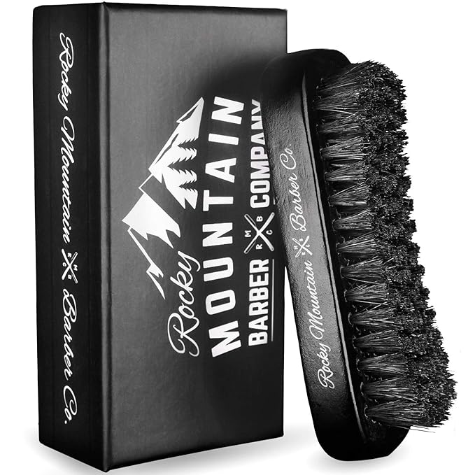 Men's Hair Brush- 100% Pure Black Boar Hair Natural Bristle for Beard, Moustache - Firm Military Style with Handmade Wood Handle – No Snags, No Scratch, Gentle Bristle – Use with Beard Oil