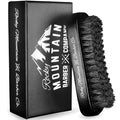 Men's Hair Brush- 100% Pure Black Boar Hair Natural Bristle for Beard, Moustache - Firm Military Style with Handmade Wood Handle – No Snags, No Scratch, Gentle Bristle – Use with Beard Oil