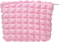 Floral Makeup Bag Large Cotton Zipper Pouch for Purse Travel Canvas Make Up Organizer for Women Cosmetic,Bubble Watermelon Pink