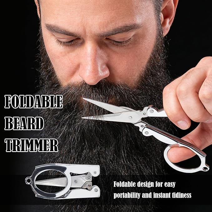 BFWood Mens Beard Comb: Small Travel Beard Set - Grooming Sandalwood Mustache Comb, Mustache Trimming Sissors With Storage Bag