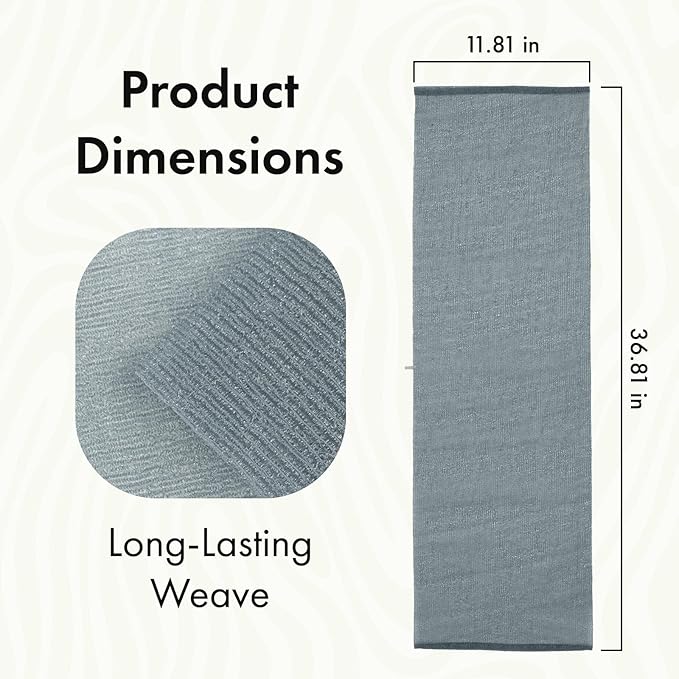 Exfoliating Washcloth, Nylon Bath Towel Body Scrubber with Hanging Strap, Back Scrubber for Shower Japanese Washcloth Loofah - Deep Clean & Rich Lather (Pink & White & Grey, Pack of 3)