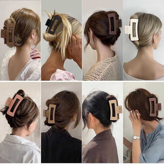 4.1 Inch Large Hair Claw Clips 12 Pcs Big Claw for Thick Hair Square Hair Clips Jumbo Jaw Clips Bulk Hair Accessories for women and Girls (Regular)