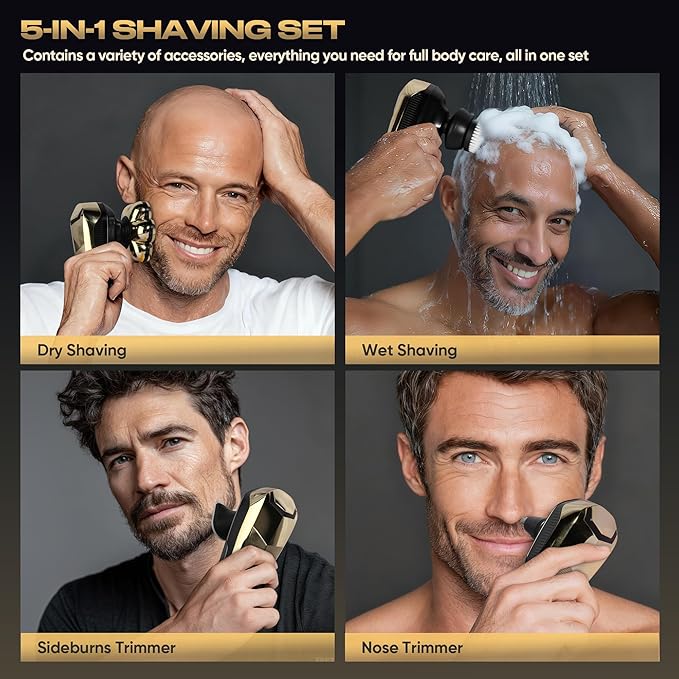 Electric Shaver for Women, Electric Razor with 7D Magnetic Shaver Heads, Wet Dry Waterproof Bald Head Trimmer Kit for Women & Men, Nose Ear Hair Trimmer, USB Rechargeable Clippers, Pink