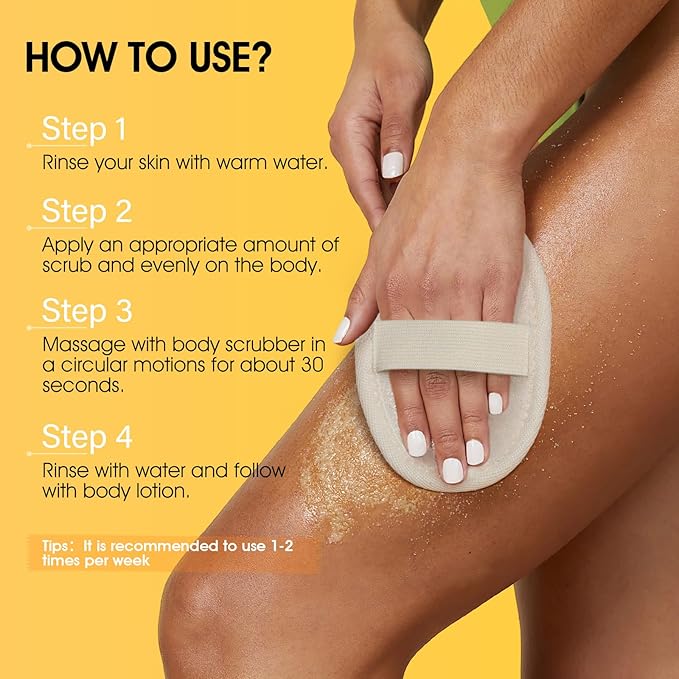 Turmeric Body Scrub, 10% AHA/BHA & Vitamin C Exfoliating Body Scrub, Body Exfoliator for Body Hand Foot Bikini Area, Smooth & Moisturized Skin for Women and Men - 11.3oz