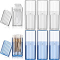 Dandat 8 Pcs Project Storage Case Portable Creative Storage Box Dental Toothpick Holder Floss Travel Case Transparent Flosser Dispenser Container for Teeth Cleaning Cotton Swab(Blue, White)