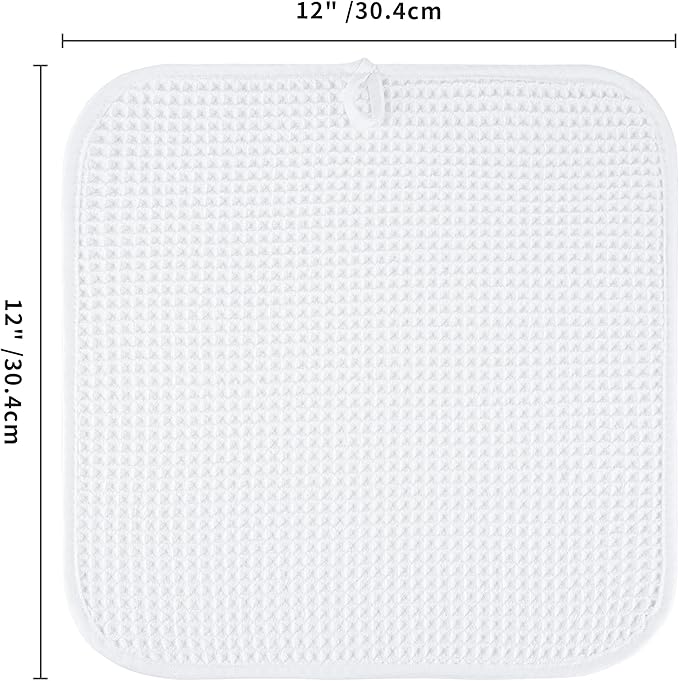 Microfiber Waffle Face Towels, 4 Pieces, Soft, Absorbent, Fast Drying, Lint Free 430 GSM (White)