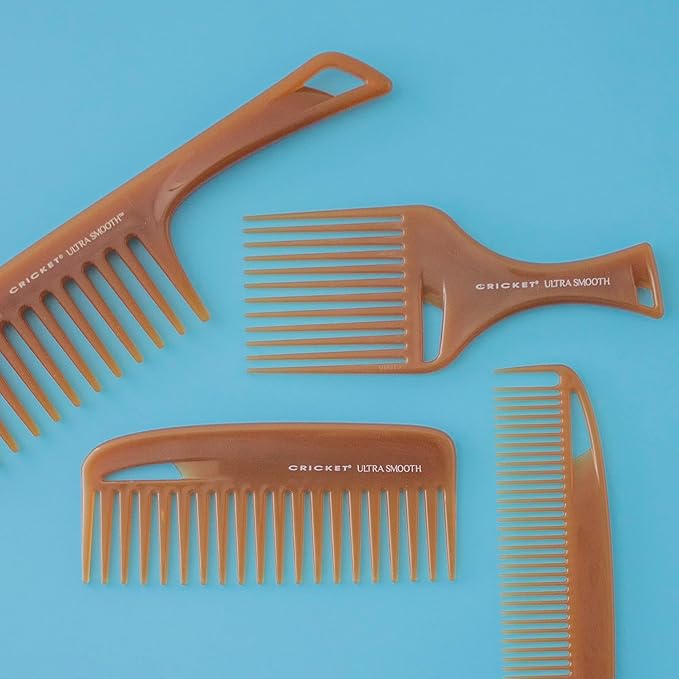 Cricket Ultra Smooth Hair Pick Comb for Volumizing, Detangling, and Reducing Frizz - Enriched with Argan, Olive Oil, and Keratin Infused, Ideal for Curly, Thick, and Long Hair