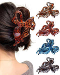 Mesovor 4 pack Cute Bow Claw Clip for Women, Nonslip Large Matte Strong Hold Bows Hair Clips for Thin and Thick Hair | Chic Hair Styling Accessories (Blue Leopard, Coffee Leopard)