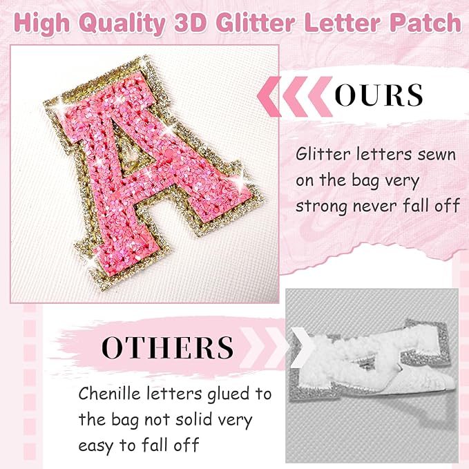 Small Personalized Initial A-Z Patch Makeup Bag,White Cute PU Leather Glitter Letter Cosmetic Bag for Teen Girls,Travel Toiletry Bag with Zipper,Preppy Monogrammed Birthday Gift for Daughter Niece H