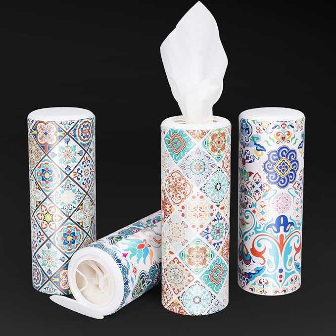 Car Tissue Holder with Facial tissues Bulk, Tissue for Cup Holder, Round Tissue Boxes for car tissues Cylinder,Travel tissues Packs Bulk