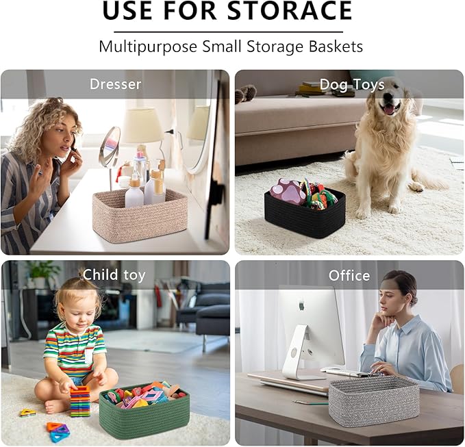 6 Pack Storage Baskets for Shelves, Small Baskets for Shelves, Cute Decorative Storage Bins, Organizer Basket for Gifts Empty, 11.8''Lx7.8''Wx4.7''H-Black