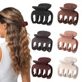6 Pcs Hair Clips Small Claw Clips for Thin Hair Medium Matte Non-slip Hair Accessories for Women and Girls (Brown Scarlet)