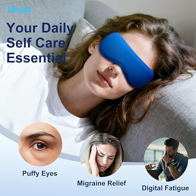 Cooling Gel Eye Mask, Contoured Cold Compress for Eyes, Reusable Cold Eye Mask for Puffy Eyes, Tired Eyes & Eye Strain, Fsa Eligible Items HSA for Eye Care Self Care, Ice Gel, Adjustable Strap (Blue)