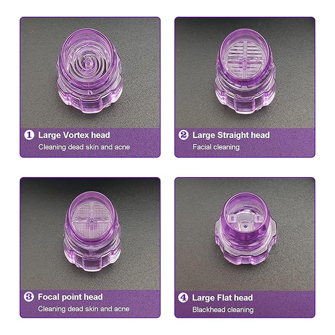 Elitzia Plastic Dermabrasion Microderma Heads Facial Aqua Peel Tips Water Peeling Caps Facial Care Skin Cleaning Tool Beauty Machine Replacement Spare Parts 8pcs Per Set（Purple）