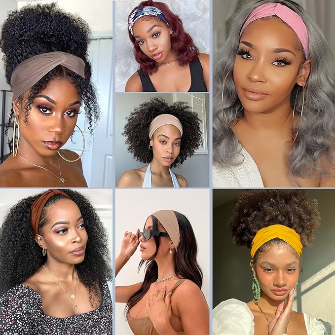 Kachanaa 4 Pack Wide Headbands for Women Elastic Knotted Yoga Sport Workout Headbands Turban African Head Wraps Hair Accessories(Stylish)