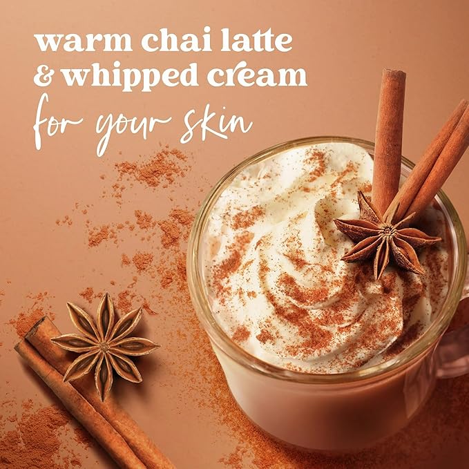 Dove Exfoliating Body Scrub – Spiced Chai Latte, Deeply Nourishing Exfoliant with ¼ Moisturizing Cream, 10.5 oz