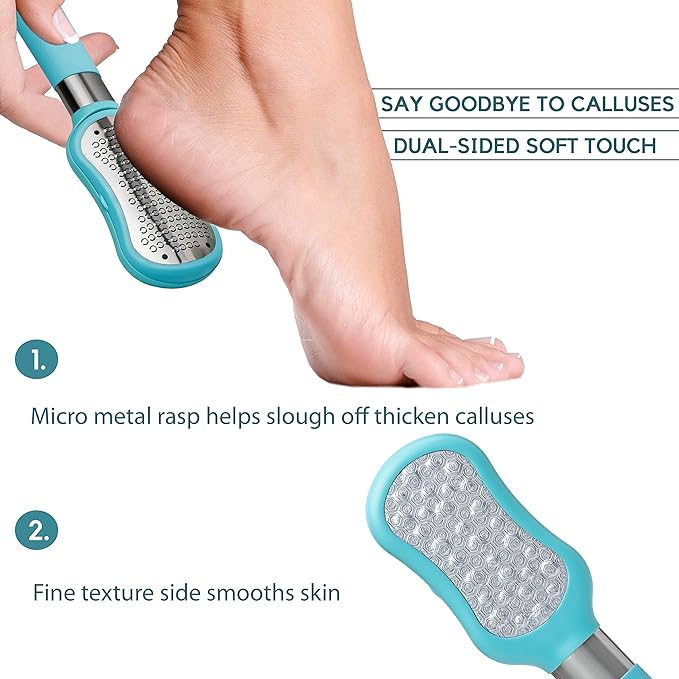 Premium Foot File – 2-in-1 Callus Remover for Feet with Dead Skin Storage – for Dry, Cracked Heels, Hard Skin – High-Grade Stainless Steel Foot Scraper - 1 Count