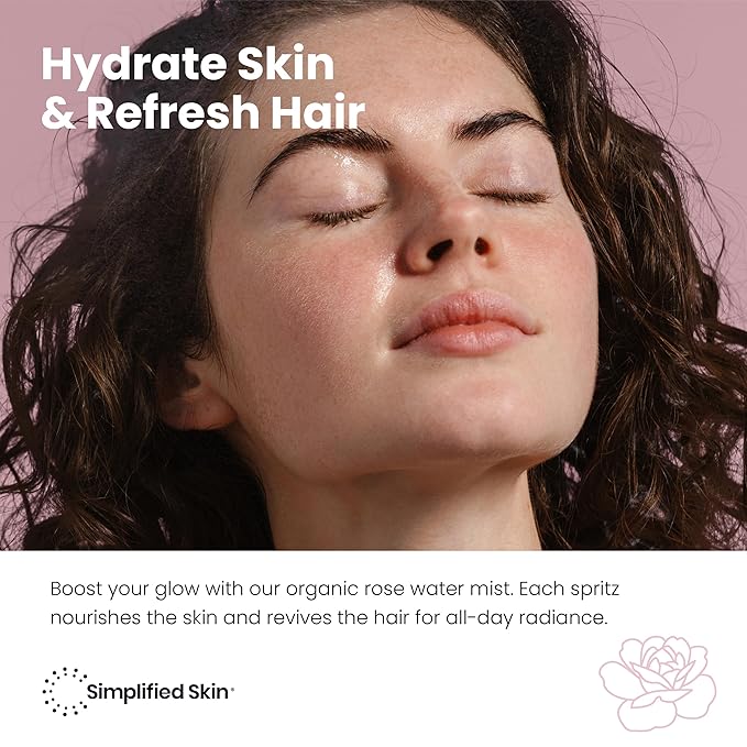 Organic Rose Water Spray for Face & Hair – Pure Rosewater Toner – Refreshing Mist for Skin Care, Makeup & Locs – Natural Rose Scent, 4 Oz (2 Pack)