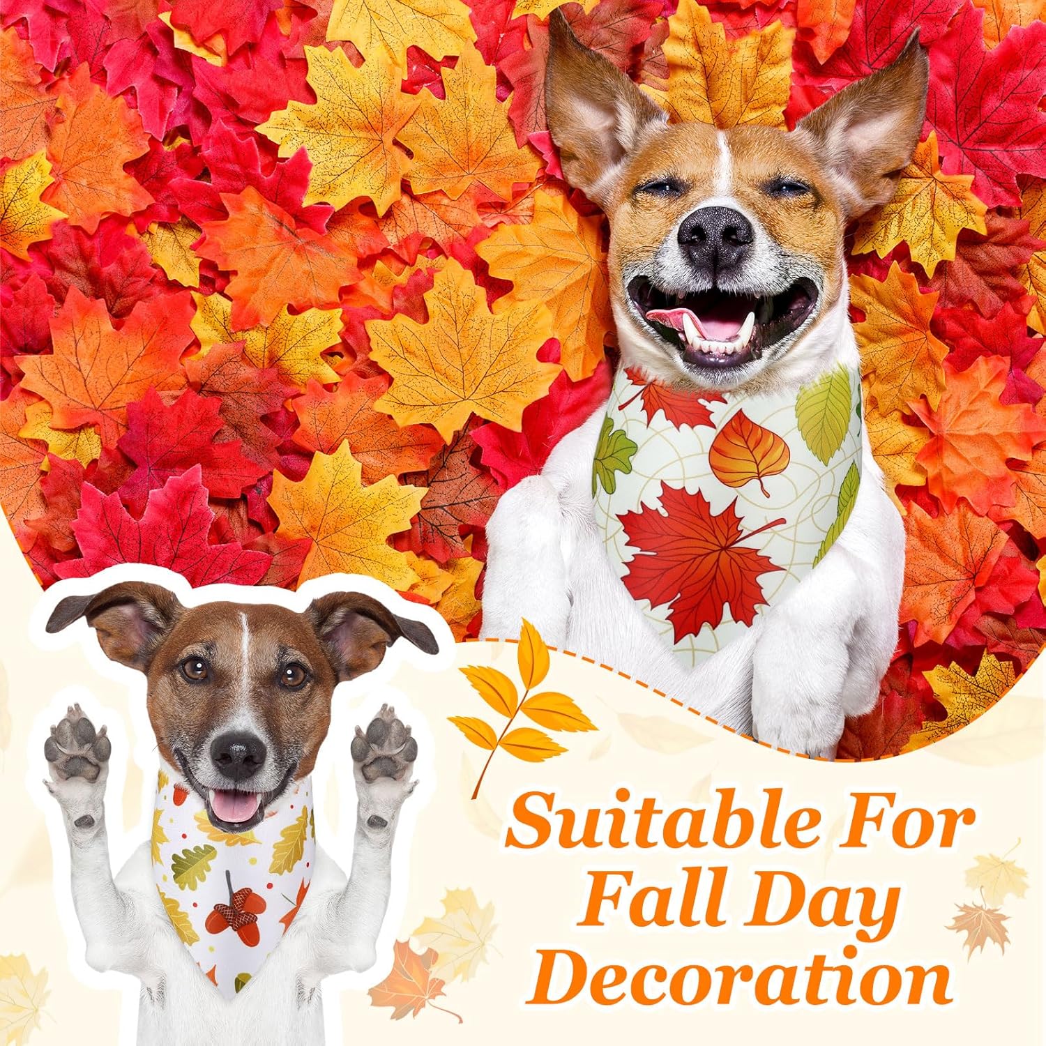 Chunful 100 Pieces Fall Dog Bandanas Bulk Autumn Pet Bandanas with Leaves Patterns Triangle Scarf Bib Kerchief Set for Small Large Dog Thanksgiving Costume Accessories (25.6 x 17.7 x 17.7)