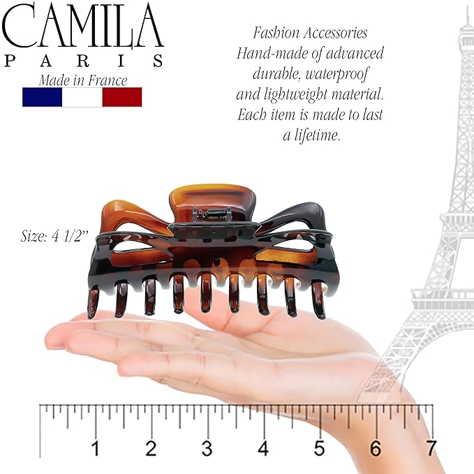 Camila Paris CP41 French Large Hair Clips for Women Thick Hair for Long Curly Wavy Hair, Girls Hair Claw Clip, Durable Styling Big Claw Clip for Thick Hair, Strong Hold No Slip Grip, Made in France