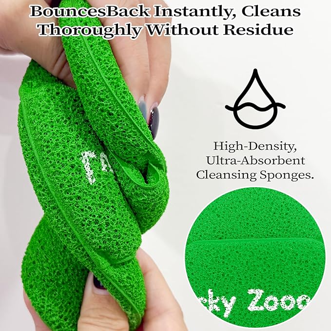 2 Pcs Large Face Sponges for Cleansing Daily Exfoliating Scrubber Facial Sponges for Washing Face Wash Sponges Scrub Exfoliating Facial Pads Reusable Makeup Remover for Pore Blackhead (Green)