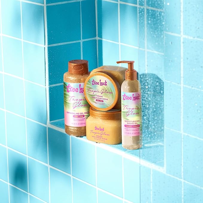 Tree Hut Mini Tropic Glow Everything Shower Gift Set, Exfoliating Sugar Scrub, Foaming Gel Wash & Whipped Body Butter, Hydrating Self-Care Kit for Soft, Glowing Skin