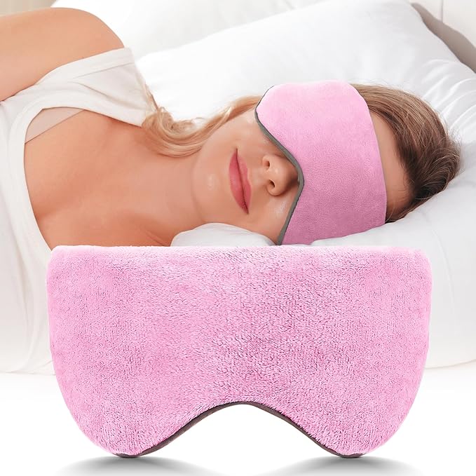 Mr. Sandman Weighted Eye Mask for Sleeping, Blackout Sleep Mask, Reversible Cool & Cozy Compress for Dry Eyes, Headache Migraine Relief, Eye Cover for Travel, Gifts for Women & Men, 0.5 lb, Pink