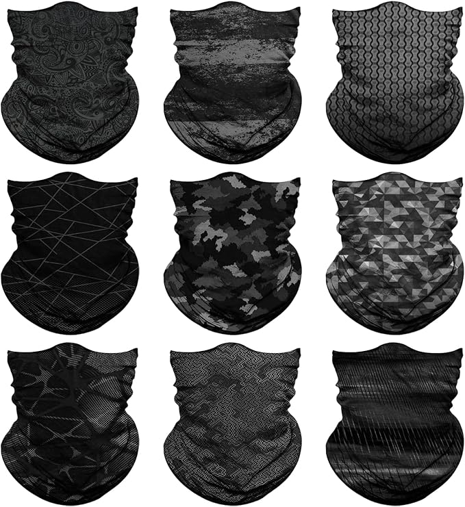 Venswell Neck Gaiter Face Mask Men Women,Seamless Bandana Rave Face Cover Scarf Mask,Balaclava,Headband, Head Wrap,Headwear