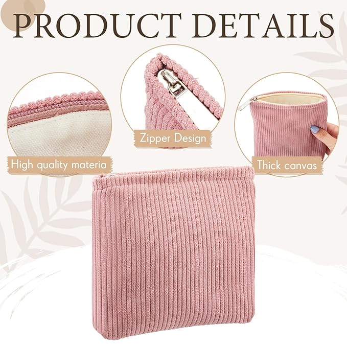 Abbylike 4 Pcs Small Makeup Bag Corduroy Cosmetic Pouch with Zipper Portable Little Bags for Purse Mini Pouch Cute Makeup Purse for Coin Essentials Items Women(Pure)