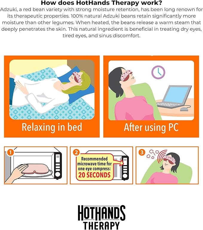 HotHands Steam Therapy Unscented Reusable Eye Pillow, Red, One Size (Pack of 2)
