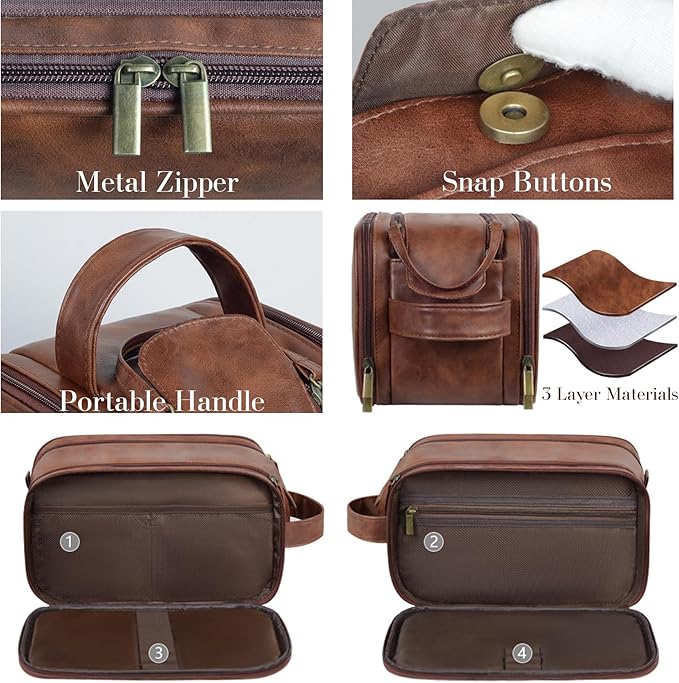 Flycalf Personalized Toiletry Bag for Men Traveling Hanging Engraved Name Compartment for Sports