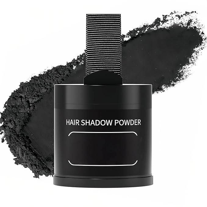 gowwim Root Touch up Powder, Instantly Gray Hair Cover up Hairline Powder for Women & Men Waterproof and Sweatproof Root Cover Up Long-Lasting for Thinning & Loss Hair (Black, 10g)