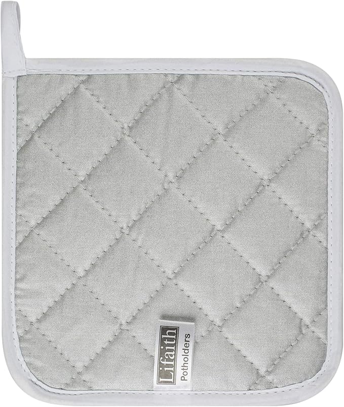 100% Cotton Kitchen Everyday Basic Terry Pot Holder Heat Resistant Coaster Potholder for Cooking and Baking Set of 5 White