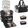 Relavel Hair Tools Travel Bag with Clear Makeup Bag, Hair Stylist BarberBag on Wheels Hairdresser Cosmetology Bag Case with Four 360 Degree Spinner Wheels, Heat Insulation Full Layer for Curling Iron