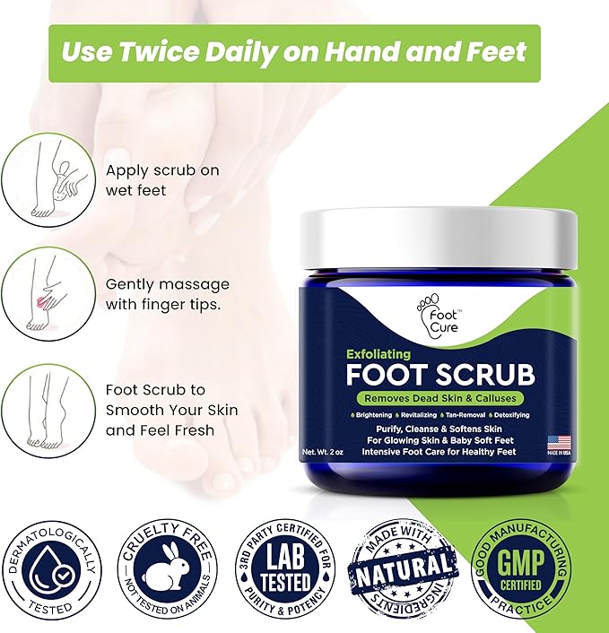 Exfoliating Foot Scrub with Pumice Stone powder - Gentle Moisturizing Foot Scrub for Dry Skin - Cracked Heel Repair for Smooth, Soft Feet - Pedicure Foot Spa 1 Pack