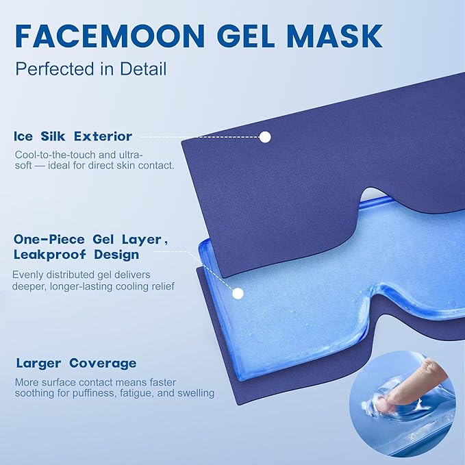FACEMOON Cooling Eye Masks with Flexible Gel - Cold Compress Ice Pack for Puffy Eyes Migraines Headache Stye Sinus After Surgery Therapy - Reusable 2 pcs for Family Black Pink