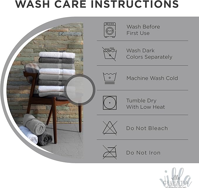 100% Cotton Wash Cloth for face & Body Set of 6, (12 x 12 inches) Sustainable, Soft, Highly Absorbent, Combed Cotton Wash Cloths Pack of 6 for Hotels, Spa, Bathroom, Dorm, White