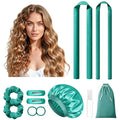 LitBear Heatless Curls Overnight, 2 Sizes of Soft Hair Rollers for Women with Bonnet to Sleep In, No Heat Hair Curlers Set with Scrunchies and Clips, for Long and Medium Hair (Green)