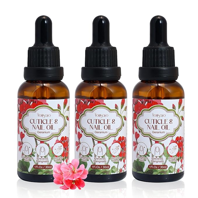 3 PCS Geranium Cuticle Oil for Nails Care, Healthier-Looking Nails, Soften Cuticles, Strengthen Nails, Hydrating Hand Oil