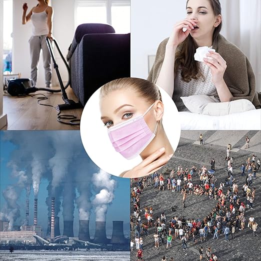 Borje Pink Disposable Face Mask 100 Pcs Pink Face Masks 3 Ply Protection Masks