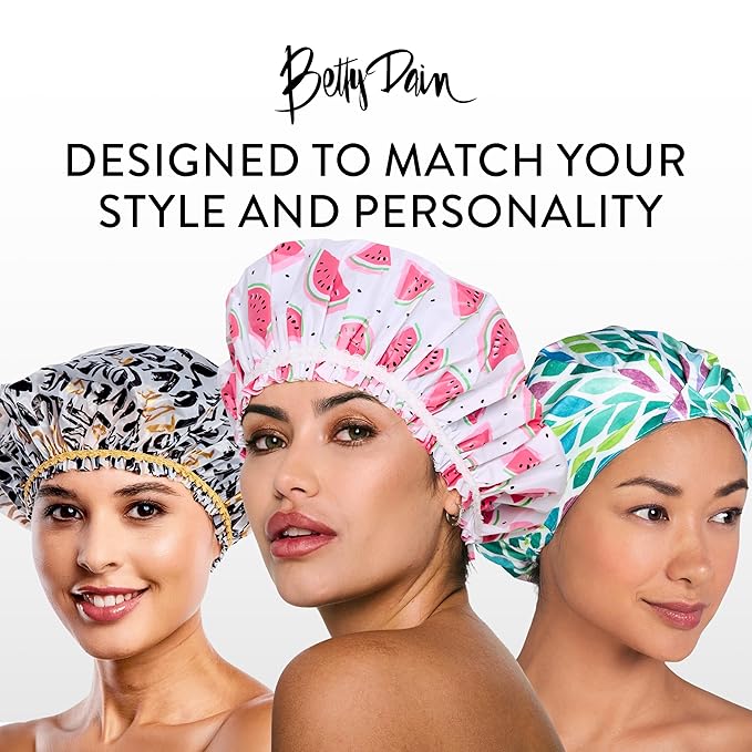 Reusable Shower & Bath Cap, Lined, Oversized Waterproof Shower Caps Large Designed for all Hair Lengths with Lining & Elastic Band Stretch Hem Hair Hat - Fashionista Diva