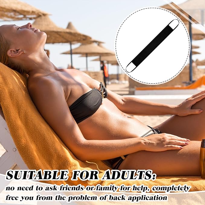 3 Pcs Self Tanner Back Applicator Self Tanner Back Lotion Applicator Reusable Velvet Soft Tanning Mitt for Elderly Seniors Women Men Sunless Tanning Sunscreen, Black, 32.68 x 3.74 Inch