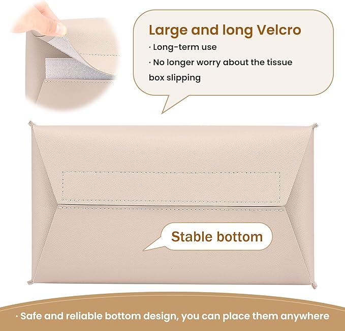 Long Tissue Box Cover, PU Leather Tissue Holder Rectangle, Facial Paper Organizer, Modern Dispenser for Bathroom, Kitchen, Home, Office, Tabletop (1, Apricot Pink, Short)