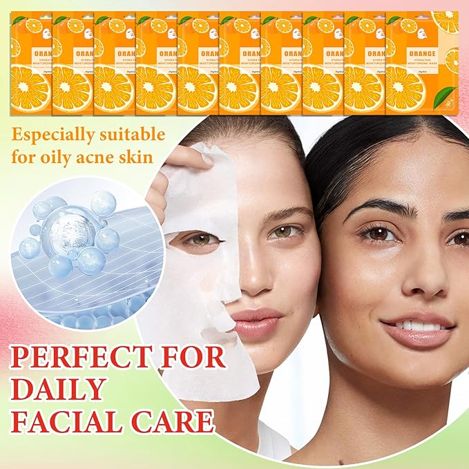 10 Pack Variety Facial Sheet Masks Skin Care Set, Hydrating Bulk Sheet Face Masks Skincare Gifts Set for Women Men, Long Lasting Moisturizing Face Mask Skincare for All Skin Type（A3