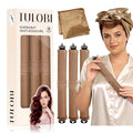 TULOBI 3 Pcs Heatless Curls Overnight - Upgraded Velvet Heatless Hair Curler with Velcro Fastener, Overnight Jumbo Blowout Rods, Hair Curlers to Sleep in for All Hair Types (Khaki)