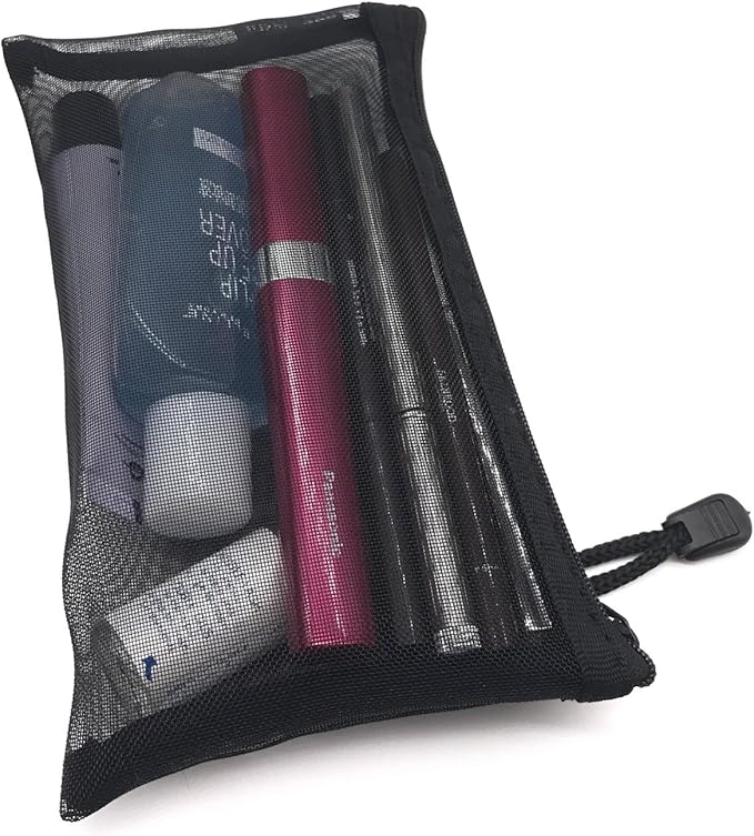 Pack of 5 pcs Multipurpose Nylon Mesh Cosmetic Bag Makeup Travel Cases Pencil Case Travel Organizers