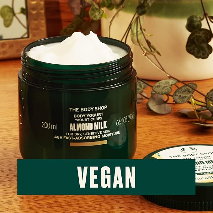 The Body Shop Almond Milk Body Yogurt, 48hr Moisturizer, for Sensitive and Dry Skin, 100% Vegan, 6.98 Fl.Oz